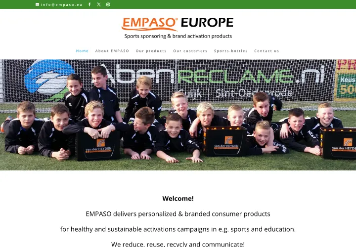 De oorspronkelijke Empaso-website met producten en verschillende initiatieven naast elkaar